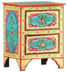 Hand Painted bedside Cabinet 40x30x50 cm Solid Mango Wood