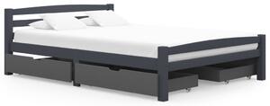 Bed Frame with 4 Drawers Dark Grey Solid Pinewood 140x200 cm