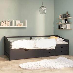 3-Seater Day Bed with Drawers Grey Solid Pinewood 90x200 cm