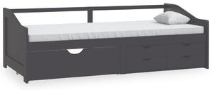 3-Seater Day Bed with Drawers Grey Solid Pinewood 90x200 cm