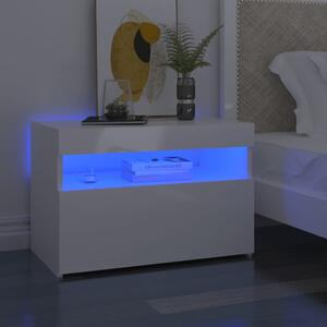 Bedside Cabinet & LED Lights 2 pcs High Gloss White 60x35x40 cm
