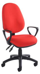 Full Lumbar 2 Lever Operator Chair With Fixed Arms, Red