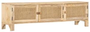 TV Cabinet 140x30x40 cm Solid Mango Wood and Natural Cane