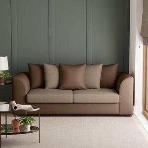 Blake Soft Faux Leather Combo 3 Seater Sofa Brown