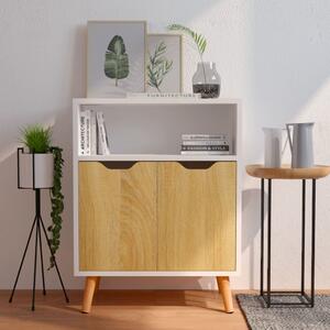 Sideboard White and Sonoma Oak 60x30x72 cm Chipboard