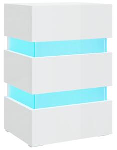 LED Bedside Cabinet High Gloss White 45x35x67 cm Engineered Wood