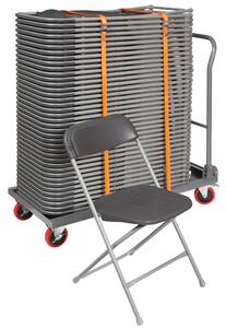 Classic Folding Chair Bundle Deal (40 Chairs & 1 Trolley), Blue