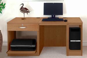 Small Office Desk Set With Single Drawer, Printer Shelf & CPU Unit (English Oak)