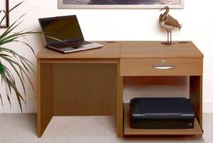 Small Office Desk Set With Single Drawer & Printer Shelf (English Oak)