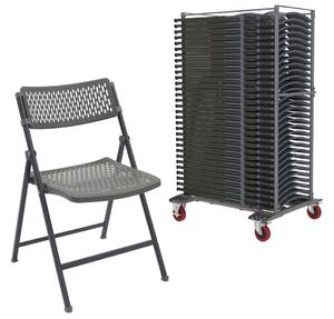 Ziggy Folding Chair Bundle Deal (37 Chairs & 1 Trolley), Black