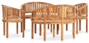 5 Piece Banana Garden Lounge Set Solid Teak Wood