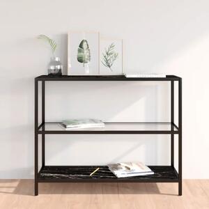Console Table Transparent and Black Marble 100x36x90 cm Tempered Glass