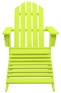 Garden Adirondack Chair with Ottoman Solid Fir Wood Green