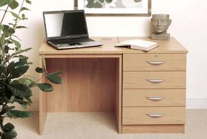 Small Office Desk Set With 4 Standard Drawers (Classic Oak)