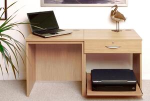 Small Office Desk Set With Single Drawer & Printer Shelf (Classic Oak)