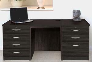 Small Office Desk Set With 4+3 Drawers (Black Havana)