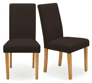 Hugo Set of 2 Faux Leather Chocolate Dining Chairs Brown
