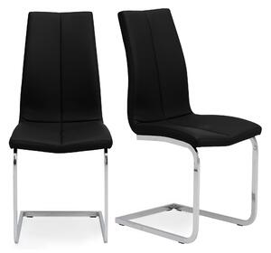 Jamison Set of 2 Faux Leather Black Dining Chairs Black