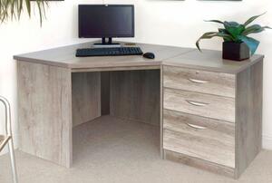 Small Office Corner Desk Set With 3 Drawers (Grey Nebraska)