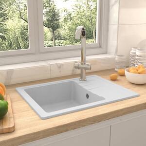 Kitchen Sink with Overflow Hole Oval White Granite