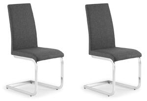 Roma Set of 2 Dining Chairs, Grey Faux Linen Grey