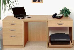 Small Office Desk Set With 3+1 Drawers & Printer Shelf (Classic Oak)