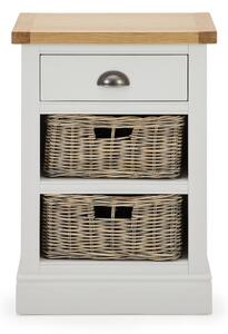 Compton Ivory Tall Side Table with Baskets Cream