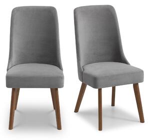 Huxley Set of 2 Dining Chairs, Grey Velvet Grey