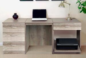 Small Office Desk Set With 3 Media Drawers, 1 Standard Drawer & Printer Shelf (Grey Nebraska)