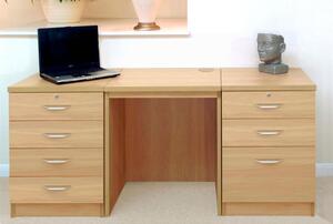 Small Office Desk Set With 4+3 Drawers (Classic Oak)