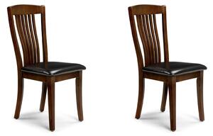 Canterbury Set of 2 Dining Chairs, Faux Leather Mahogany (Brown)