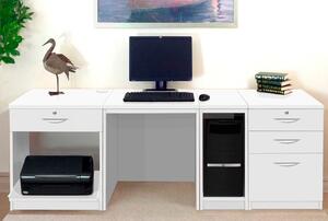 Small Office Desk Set With 1+3 Drawers, Printer Shelf & CPU Unit (White)