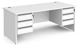 Value Line Classic+ Panel End Desk 3+3 Drawers (Silver Slats), 180wx80dx73h (cm), White