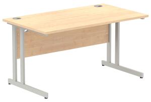 Vitali C-Leg Rectangular Desk (Silver Legs), 140wx80dx73h (cm), Maple
