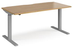 Ascend Sit & Stand Single Desk, 160wx80dx68-118h (cm), Silver/Oak