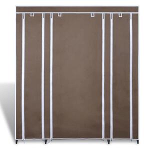 Fabric Wardrobe with Compartments and Rods 45x150x176 cm Brown