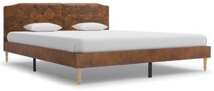 Bed Frame Brown Faux Suede Leather 150x200 cm 5FT King Size