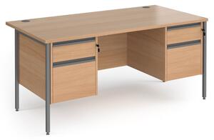 Value Line Classic+ Rectangular H-Leg Desk 2+2 Drawers (Graphite Leg), 160wx80dx73h (cm), Beech