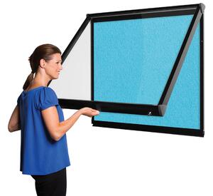 Shield Coloured Frame Showcase With Top Hinged Doors, Black/Apple Green