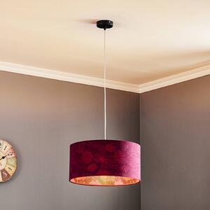 Savanna hanging light with velvet lampshade