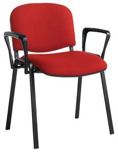 Pack Of 4 Black Frame Conference Chairs With Arms, Burgundy