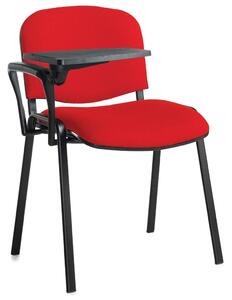 Pack Of 4 Black Frame Conference Chairs With Writing Tablets, Red