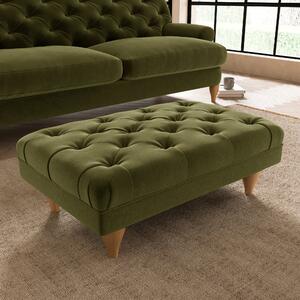 Warwick Footstool Luxury Velvet Olive