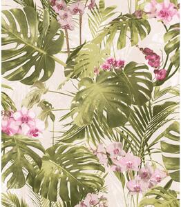 DUTCH WALLCOVERINGS Wallpaper Paradiso Green and Pink