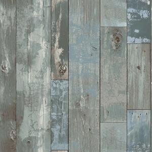 DUTCH WALLCOVERINGS Wallpaper Scrapwood Grey-blue