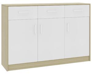 Sideboard White and Sonoma Oak 110x30x75 cm Chipboard