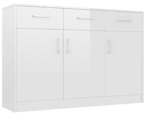 Sideboard High Gloss White 110x30x75 cm Engineered Wood