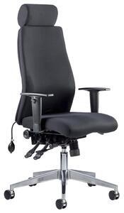 Brechin High Back Fabric Executive Chair With Headrest, Black