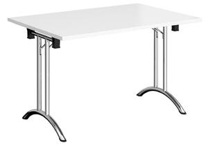 Zeeland Rectangular Folding Table, 120wx80dx73h (cm), Chrome/White