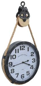 Wall Clock with Rope Black and Brown 40x8x82 cm Iron and MDF
